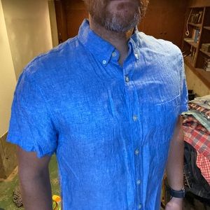 J. CREW — Linen Short Sleeve Button Up — LG SLIM
